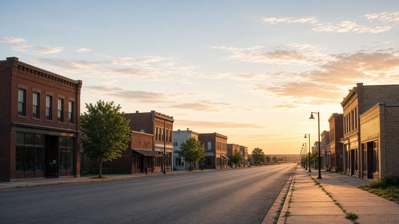 Brighton Colorado downtown main street under open plains sky