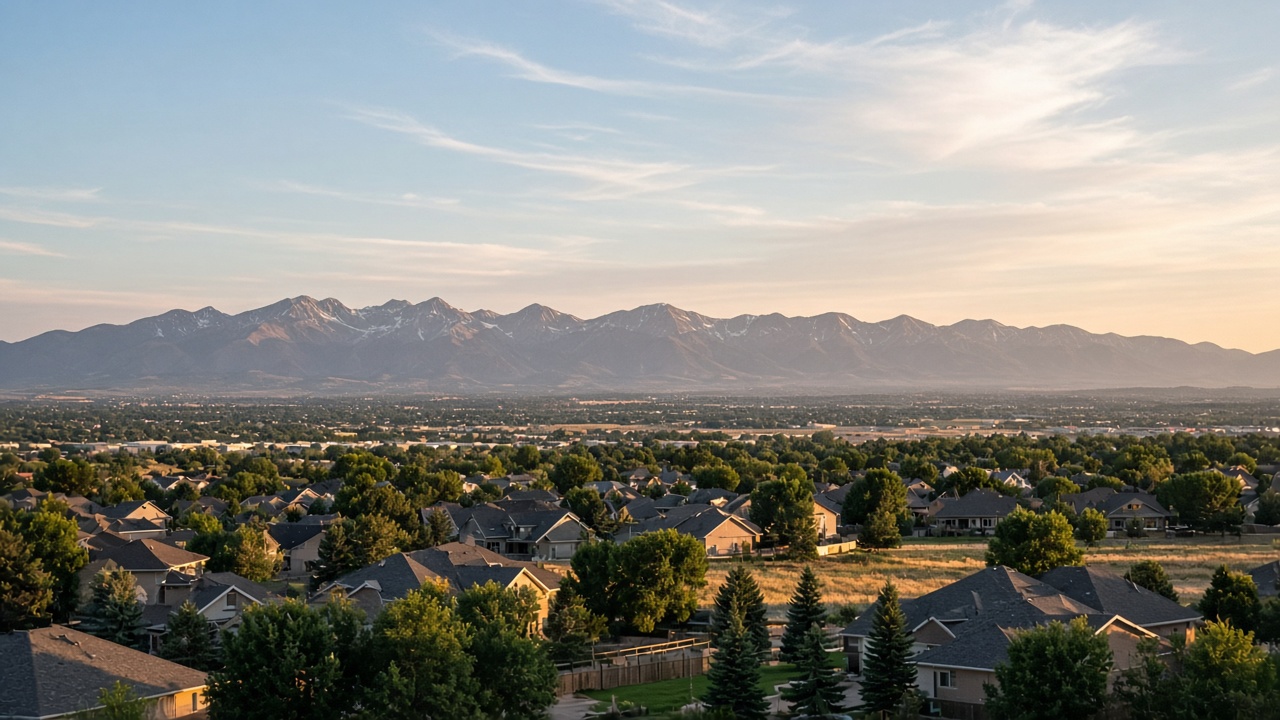 Centennial Colorado suburban skyline along I-25 corridor