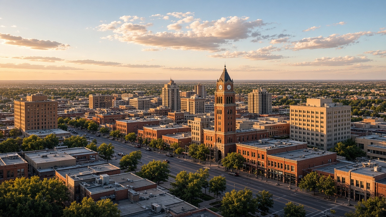 Greeley Colorado downtown under wide northern Colorado sky
