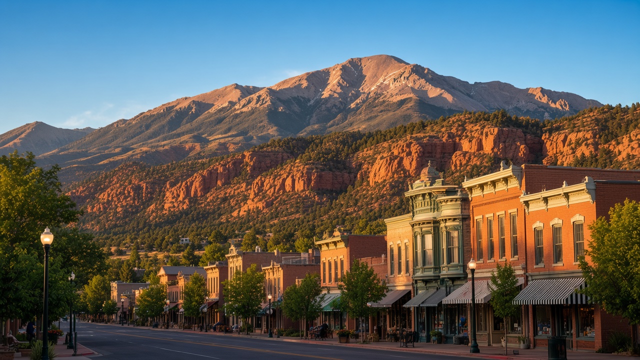 Manitou Springs Colorado at the base of Pikes Peak