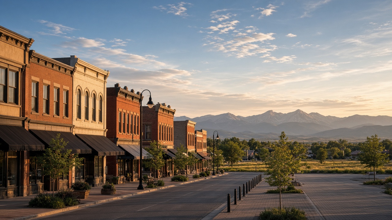 Parker Colorado Mainstreet with open Douglas County sky