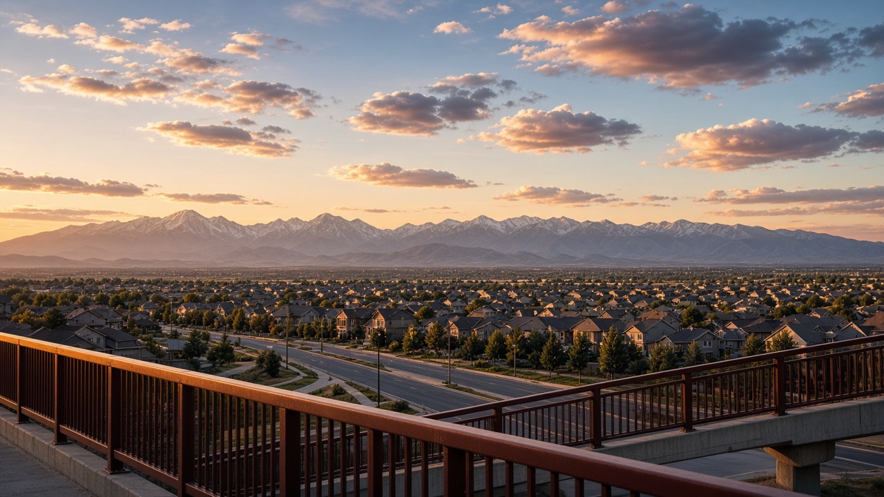 Thornton Colorado skyline north of Denver at golden hour