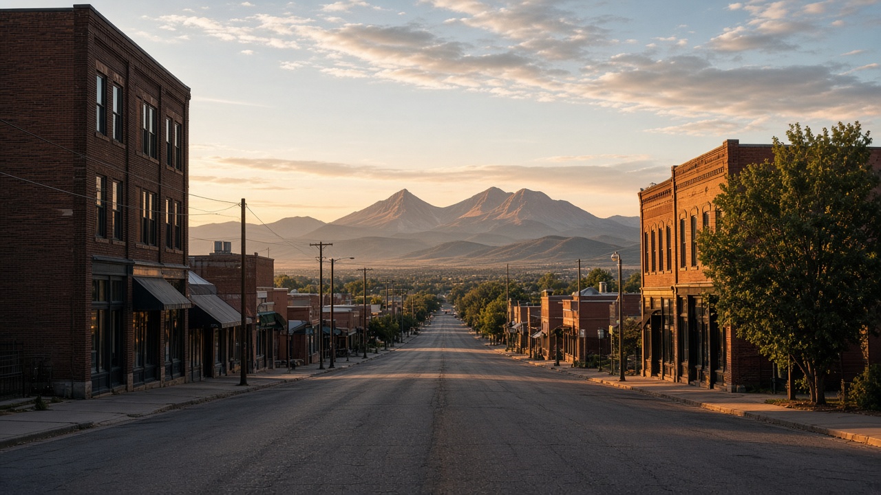 Walsenburg Colorado Main Street with Spanish Peaks distant